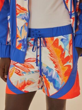 FARM Rio Blue, size Small, Orange & White Tropical Print Men's Swim Board Shorts
